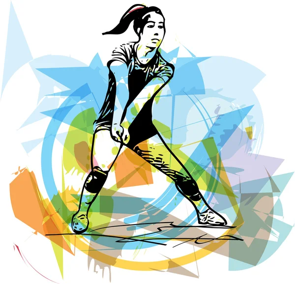 Illustration du joueur de volley-ball jouant — Image vectorielle