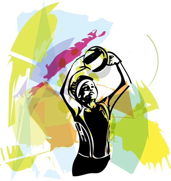 Illustration du joueur de volley-ball jouant — Image vectorielle