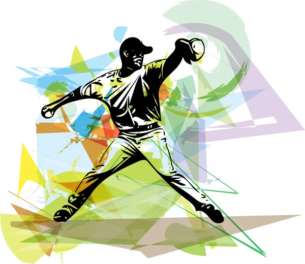 Illustration av baseballspelare spelar — Stock vektor