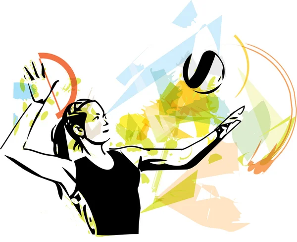 Illustratie van volleybal speler afspelen — Stockvector