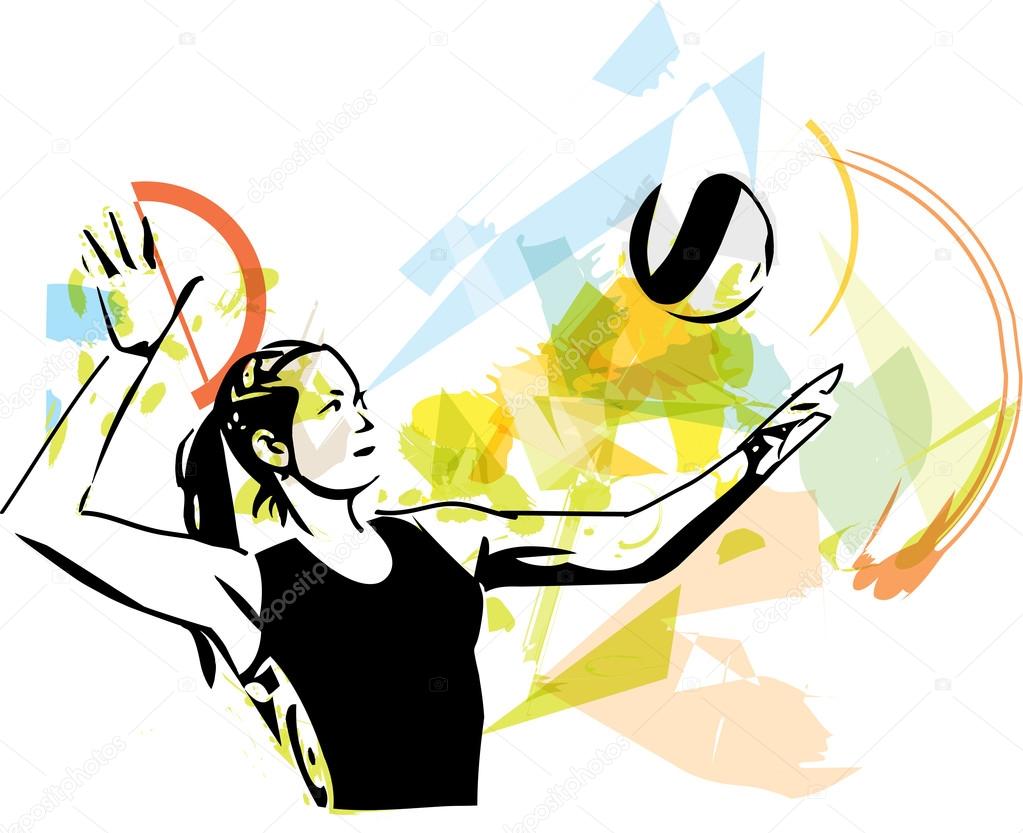 Illustration of volleyball player playing