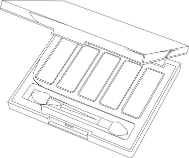 Beş bölmeli açık göz falı paleti ve fırça, güzellik ve kozmetik ürün tasarım temaları için ideal..