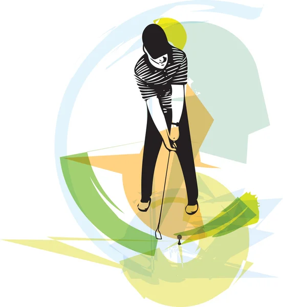 Homme jouant au golf — Image vectorielle