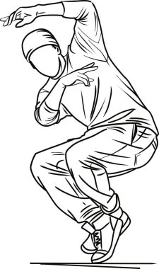 Şık bir poz veren hip hop dansçısı, ritim, kontrol ve sokak dansı hareketleri sergiliyor..
