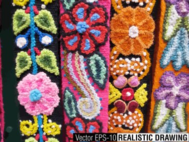 South America Indian woven fabrics clipart