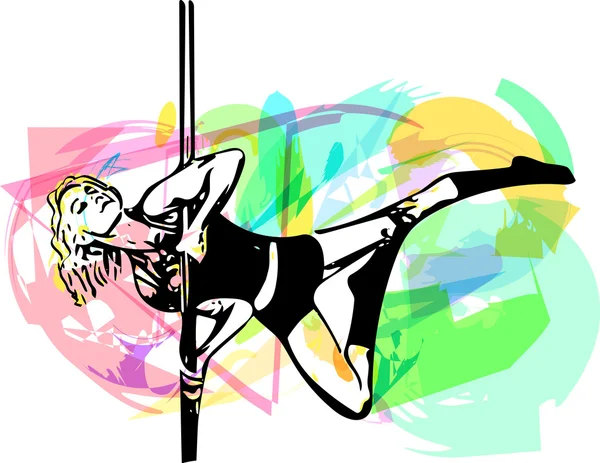 Pole dança mulher ilustração — Vetor de Stock