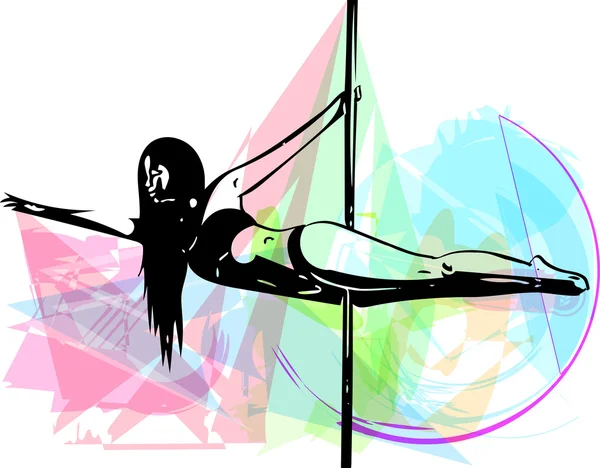 Pole dança mulher ilustração — Vetor de Stock