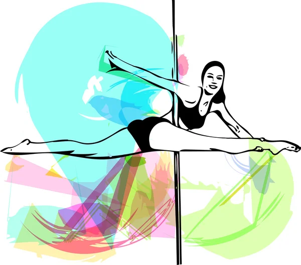 Pole dança mulher ilustração — Vetor de Stock