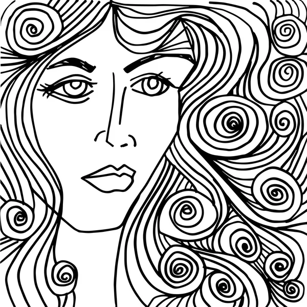 Beautiful woman face illustration — Stock Vector