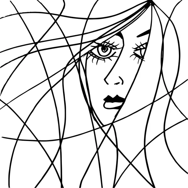 Belle femme illustration du visage — Image vectorielle