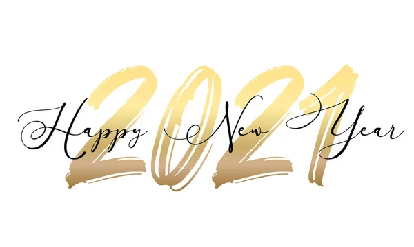 2021 Feliz Año Nuevo Escritura Texto Letra Mano Plantilla Diseño — Archivo Imágenes Vectoriales