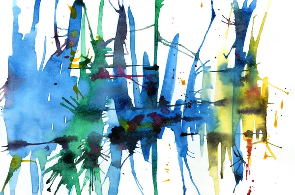 Abstraktní Akvarel Ilustrace Modré Tahy Štětcem Výbuchy Nálady — Stock fotografie