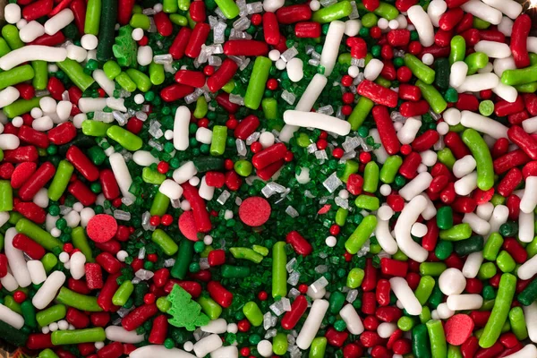 Background Texture Red Green White Christmas Candy Sprinkles — Stock Photo, Image