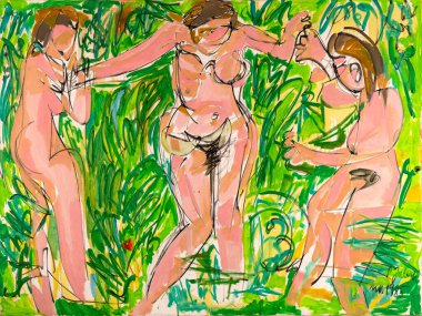 Matisse Reflux, Peter Jalesh tarafından, 1985 'te, çıplak dans eden üç kadını resmeden tuvalin üzerindeki orijinal yağı imzaladı ve tarihlendirdi. Sanatsal benzersiz resim.