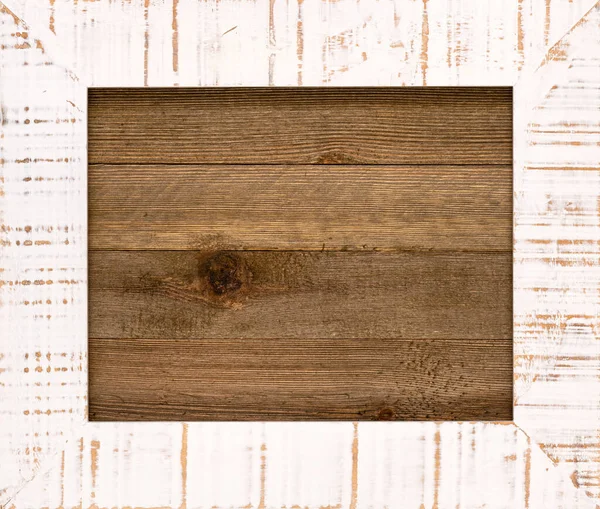 コピースペースのある木板の上にヴィンテージの木製フレーム — ストック写真