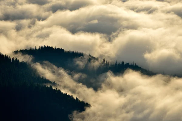 Paisaje de montaña con nubes gruesas — Foto de Stock