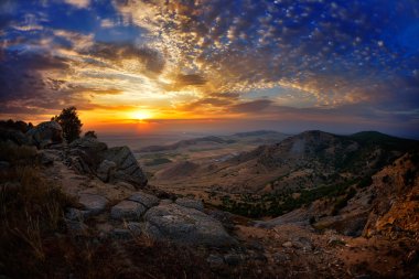 Manzara günbatımı, gündoğumu, Tutuiatu görünüm, Dobrogea, Romanya