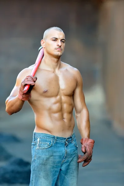 Athletic young man outdoor working — Stock Photo, Image