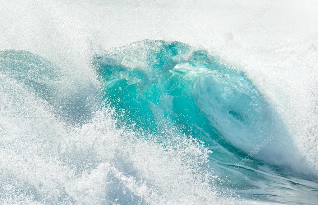 big wave breaking at shore - summer background