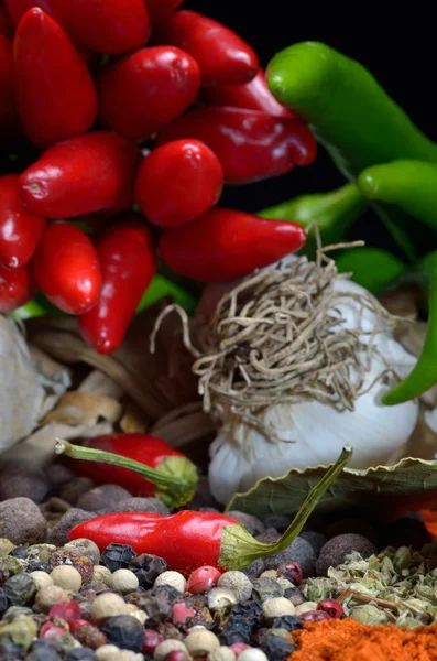 Especiarias e legumes coloridos — Fotografia de Stock