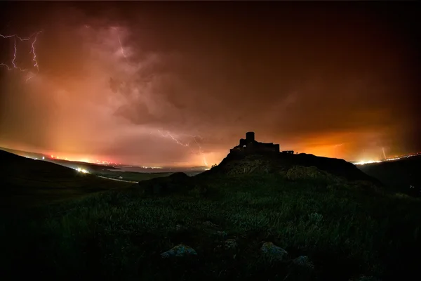 lightening strike over Enisala fortress