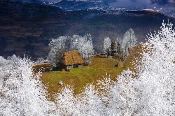 Winterlandschap in Roemenië — Stockfoto