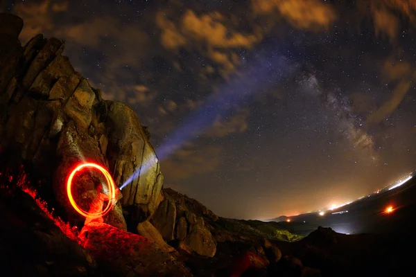 Cielo nocturno con Vía Láctea — Foto de Stock