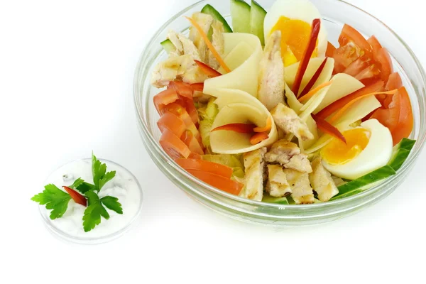 Sliced food arrangement isolated on white background — Stock Photo, Image