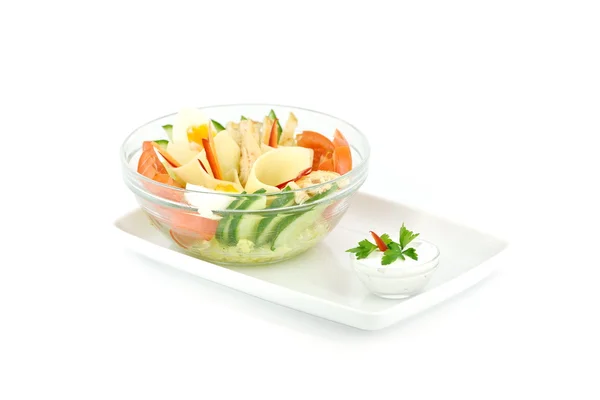 Sliced food arrangement isolated on white background — Stock Photo, Image