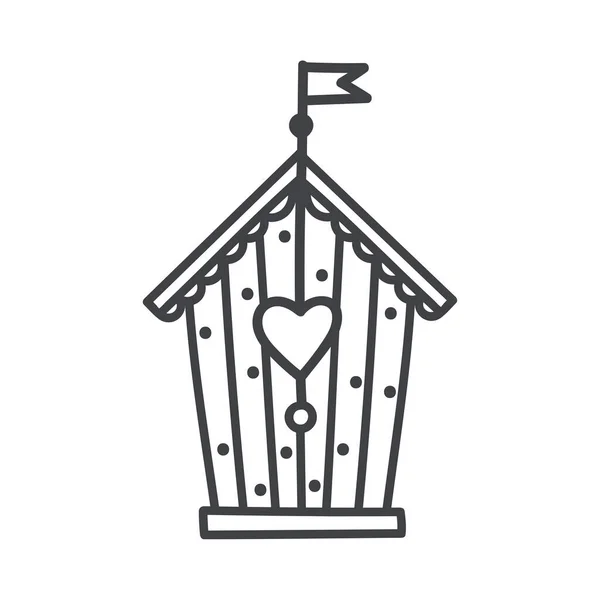 Άνοιξη Εικονίδιο Birdhouse Καρδιά Στυλ Γραμμή Doodle Απομονώνονται Λευκό Φόντο Royalty Free Εικονογραφήσεις Αρχείου
