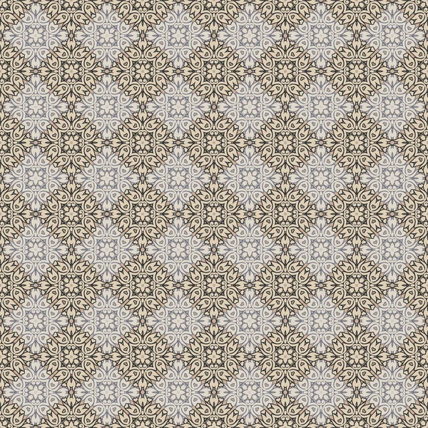 Senza cuciture blu, abbronzatura, e grigio Damasco Wallpaper Pattern — Foto Stock