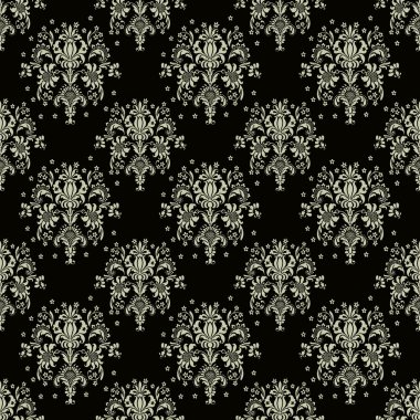 Sorunsuz siyah ve macun gri Damask deseni