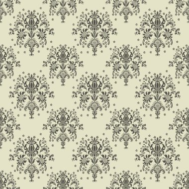 Kesintisiz beyaz ve koyu gri Damask deseni kapalı