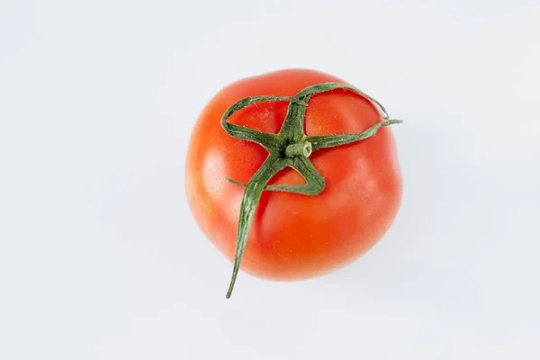 Pomidor Izolowany Białym Tle Widok Góry — Zdjęcie stockowe
