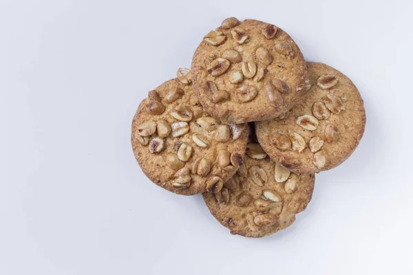 stock image Cookies with nuts on a white background, Delicious cookies on a white background