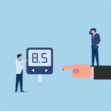 Doktor kan şekeri ve diyabet testi yapan kan şekeri uzmanı. Dünya Diyabet Günü metaforu.