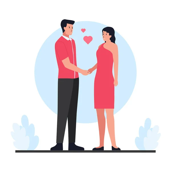 Man Hold His Girl Hand Valentine Day — Stock Vector