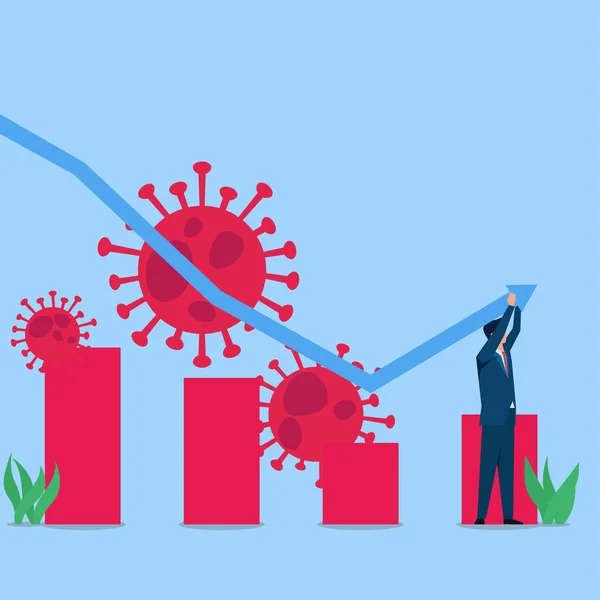 Férfi Hold Chart Felnőni Metafora Gazdasági Fellendülés Üzleti Lapos Vektor — Stock Vector