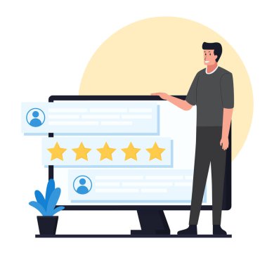 Müşteri reytinglerini gösteren bir adam..