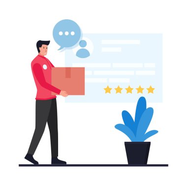 Kurye paketi gezici ekranın yanında bir gözden geçirme ile birlikte taşıyor.