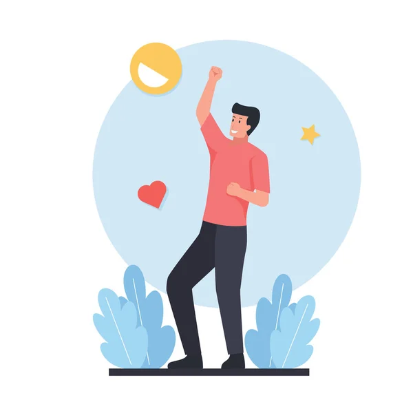 Hombre Con Gesto Feliz Sonrisa Icono Amor Alrededor Ilustraciones De Stock Sin Royalties Gratis