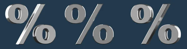 Silver Percentage Sign Yellow Background Render Metallic Percentage Isolated Dark — Stock Photo, Image