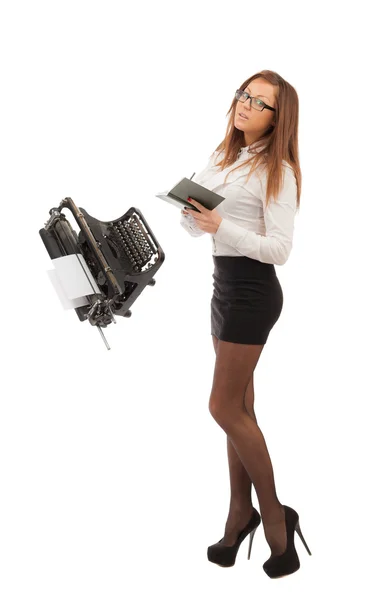 Sekreterare med skrivmaskin — Stockfoto