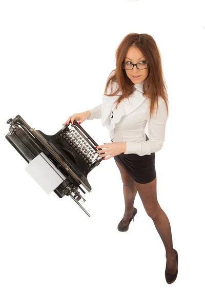 Secretary with typewriter — Stock Photo, Image