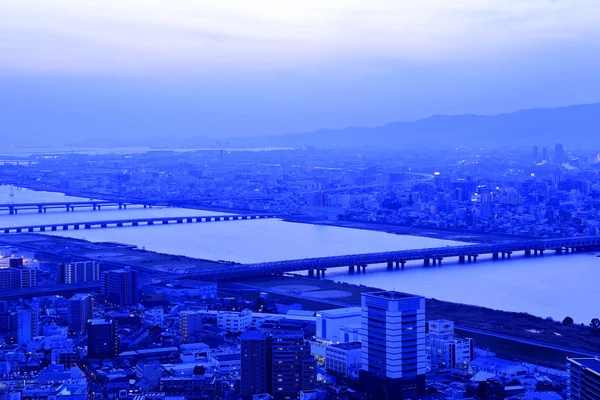 Vista noturna de Osaka — Fotografia de Stock