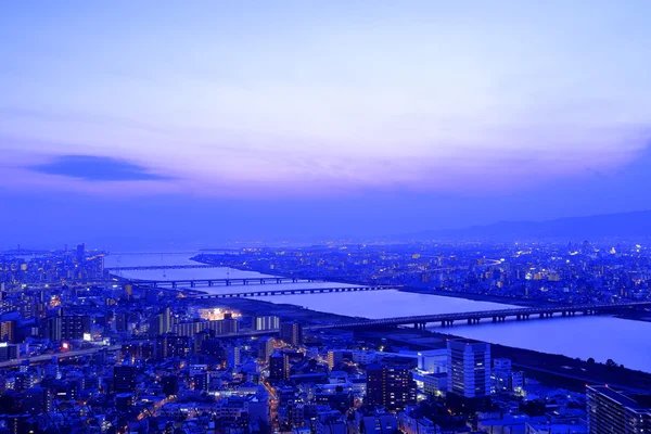 Osaka gece görünümü — Stok fotoğraf