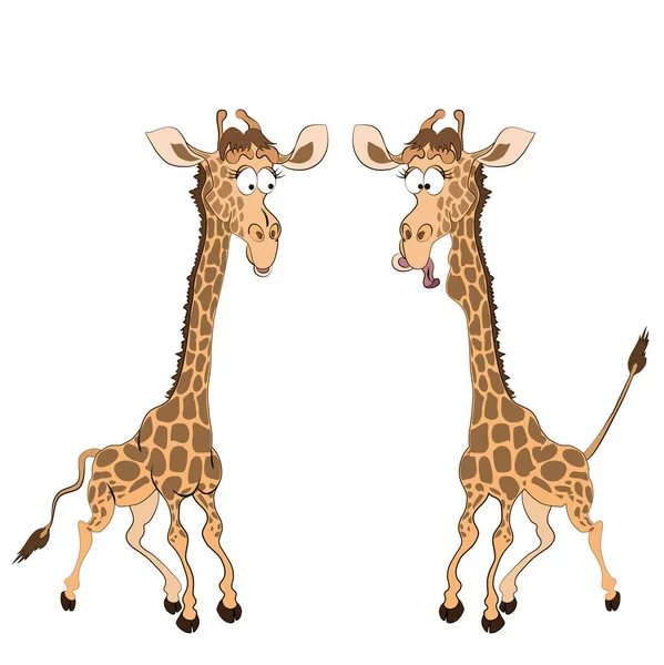 İki eğlenceli zürafanın karikatürü.