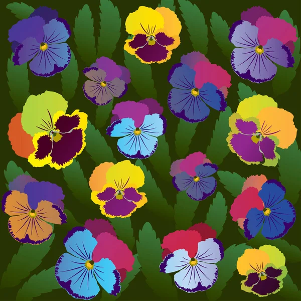 Yaprakların arka planında renkli nonoş çiçekleri