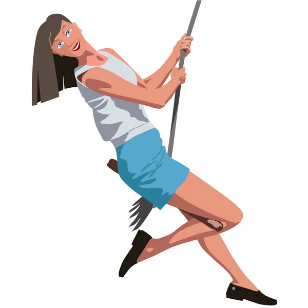 Mutlu kadın salıncakta.