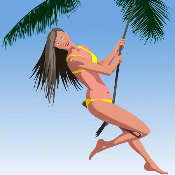 Mayolu bir kadın salıncakta